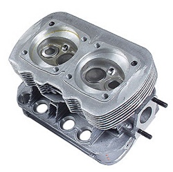 New dual port cylinder heads for VW 043101355CK 98-3856B New complete replacement dual port cylinder head for VW Volkswagen bug, super beetle, karmann ghia, and bus. 35x32 forged steel valves. 14 mm spark plug hole.