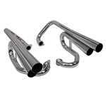 Now made in Stainless with 4 individual chromed pipes to allow maximum flow for your VW Volkswagen motor. Mega duals look great and are a very popular header system for VW buggies and trikes. Commonly known as “Power Pipes” this exhaust provides a unique