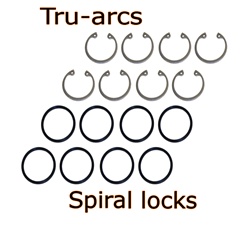 4068, 4069, 4470, 4071, 4072, 4073, 4074, 4075 Tru-arc and spiral locks for VW Volkswagen engines. Tru arcs and spiral locks are use to replace stock style wrist pin keepers. Stock style retainers clips can break and get pounded into the cylinder wall by