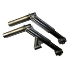 These are made in USA chromoly 4 inch longer front trailing arms for king and link pin style beams. They are tig welded and made with .250 wall  chromoly for maximum strength. These arms are made for thru rod and coilover shocks. They  go perfect with our