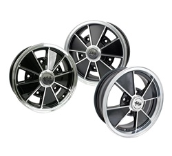BRM Speedwell EMPI alloy wheels for VW Volkswagen 0726-5524, 0729-5524, 0722-5524, 9673, 9561, were first produced for Empi in the late 60's. Since its primal 60's version that was made of a magnesium alloy (they would never stayed polished and were prone