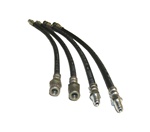 Rear German brake hoses for VW Volkswagen. German brake hoses are sold individually. If you have ever seen black contaminated brake fluid while bleeding your brakes, then you can just imagine what it does to your rubber brake hoses.  The dirt sticks to th