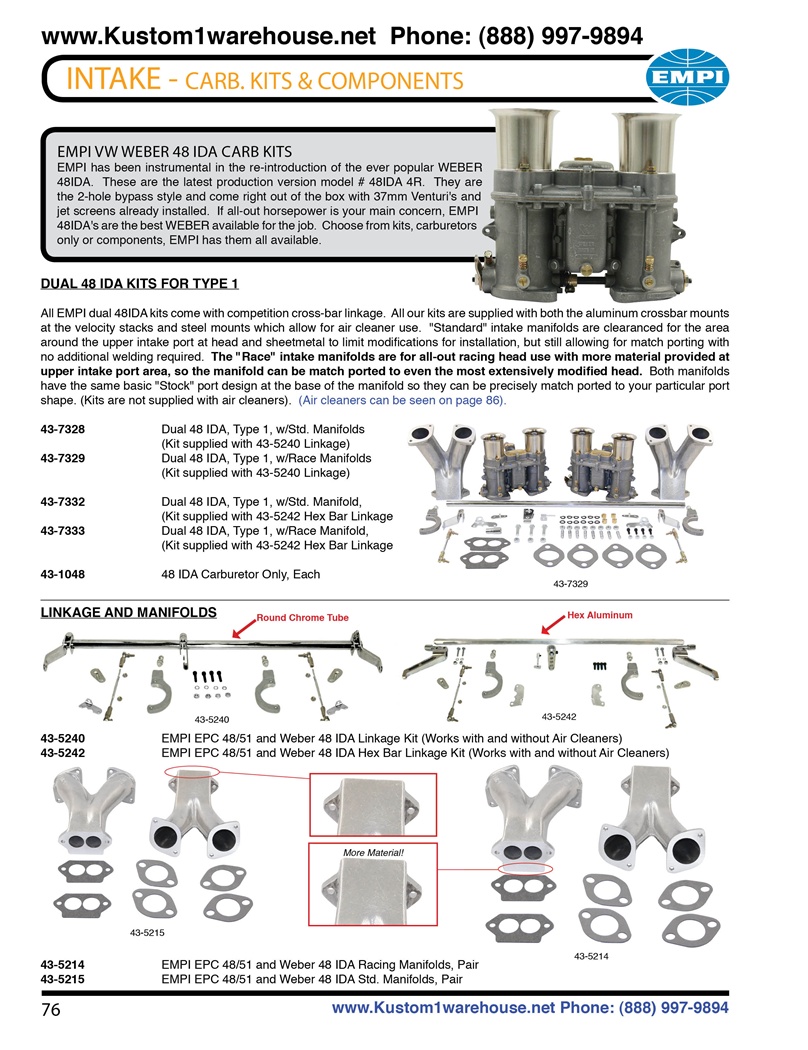 Weber 46/48 IDA Premium Carburetor Service Rebuild Kit With Brass Float - Made In Italy