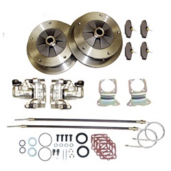 22-2905, 22-2906, 22-2907, Rear disc brake kits for VW Volkswagen bug, super beetle, karmann ghia and thing are available in 5x205 wide 5 wheel pattern with emergency brake. For off road, play cars and street vehicles where emergency brake provisions are