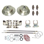 Rear disc brake conversion kit with emergency parking brake with 4 lug VW, 5 lug Porsche, 5 bolt Chevy or blank wheel patterns for VW Volkswagen 4x130, 5x130  and Chevy 22-2865, 22-2912, 22-2918, 22-2870, 22-2913,22-2919, 22-2871,22-2914, 22-2920 Rear dis