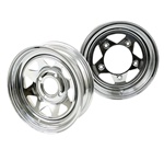 Steel spoke wheels for VW Volkswagen Bugs, Bajas Buggies 10-1008, 10-1009, 10-1010, 10-1011, 10-1012, 10-1020, 10-1021, 10-1022, 10-1023, 10-1024 These wheels are available 2 different lug bolt patterns. 4 on 130 and 5 on 205