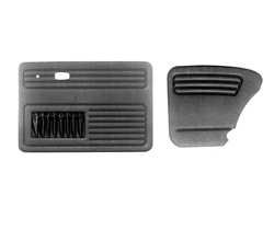 Door panels for VW Volkswagen. This is a full set of front and rear door panels for Standard Bug and Super Beetle sedan (not convertible). These panels are only available in black. This is our economy panel set. If you need a special colors or restoration