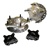 Made in USA billet front disc brakes. Front brake kits are available with 2 or 4 piston calipers for combo or 2 inch hollow spindles. This kit includes calipers with pads, weld on caliper mounting brackets, wheel bearings, grease seals, billet dust caps,