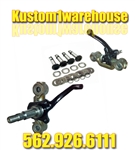 22-2950, 22-2951, 22-2858, 22-2859, New forged 2.5 inch dropped spindles are for VW Bugs and Volkswagen Karmann Ghias with link pin (1950-1965) or ball joint (1966-1977) front ends and are available in  dropped  drum or dropped disc brake.