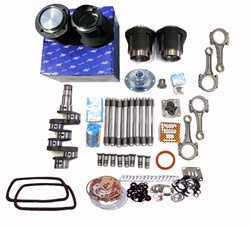 1776cc Engine Rebuild Kits for VW Volkswagen 90.5mm X 69mm include Mahle 90.5mm forged graphite coated pistons and cylinders (machining required), rings, wrist pins, clips, rebuilt German forged stock 69mm crankshaft, rebuilt German rods, lifters, German
