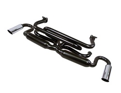 3602 This header system has the highest ground clearance for VW Volkswagen. The mufflers are tucked up tight against apron and fenders. This fits 1600cc and larger motors. It is also know as a Euro tuck.