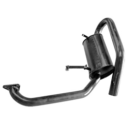 3650, 3682, Hide out muffler for VW Volkswagen. Hideout hideaway muffler for 3682 standard header. This muffler has maximum ground clearance but must be removed when adjusting valves. Does not work well with wide rear tires.