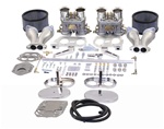 47-7317 Dual 40mm HPMX Carburetor kits for VW Volkswagen K1317 43-8317 43-8319 43-7319 with hex bar linkage with steel ball end, heim rod ends, dual port offset aluminum intake manifolds, steel linkage that won't flex, chrome air filter with gauze