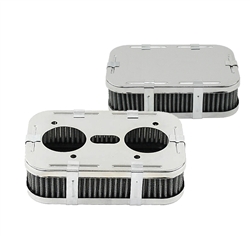 Weber IDF, DFV, DFAV, DFEV, Dellorto DRLA and Empi HPMX carburetor chrome gauze air cleaners for VW Volkswagen. CHROME AIR CLEANERS Featuring Show Quality heavy duty Chrome-plated steel, these Air Cleaners are offered in 7" x 4 1/2" Oval and 6 3/4" x 4 1/