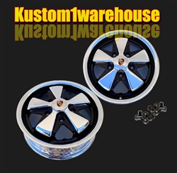 9677, 9678, 9679, 9680, 911 Porsche style Fuchs alloy wheels for VW Volkswagen were originally designed for Porsche 911's in the late 60's. Original early Porsche alloy wheels came in 4.5 inch wide but were later upgraded to 5.5 inch. Chromed and polished