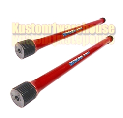 Sway-a-way torsion bars are manufactured in the USA from ultra light tensile certified aircraft alloy steel. All bars are heat treated to the most exacting standards and ground to precise tolerances with a #12 micron finish. The overall design, manufactur