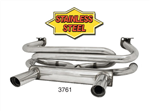 Header GT style exhaust systems 1, 2 or 4 tip mufflers for VW Volkswagen. GT STYLE EXHAUST SYSTEMS European looks with Quiet Muffler featuring 1, 2 or 4 Chrome Exhaust Tips with built-in resonators for that unique "GT" sound. Complete with hardware and al